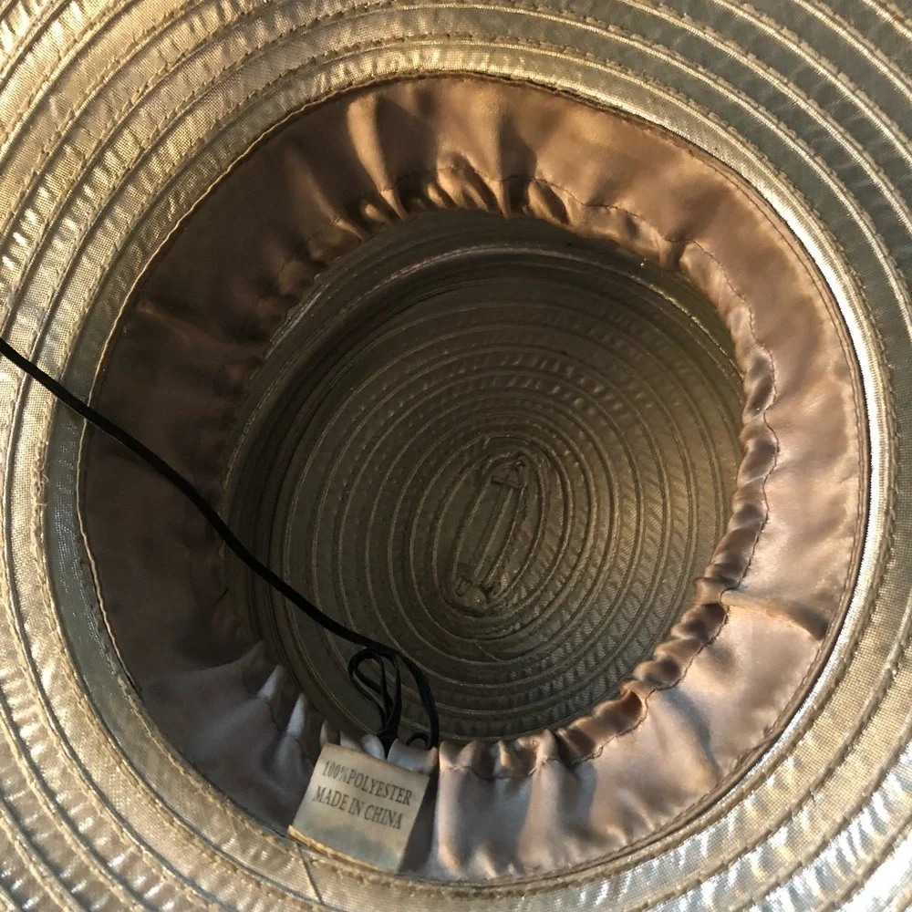 Vintage Wide Brim Silver Metallic Derby Hat - Picture 9 of 12